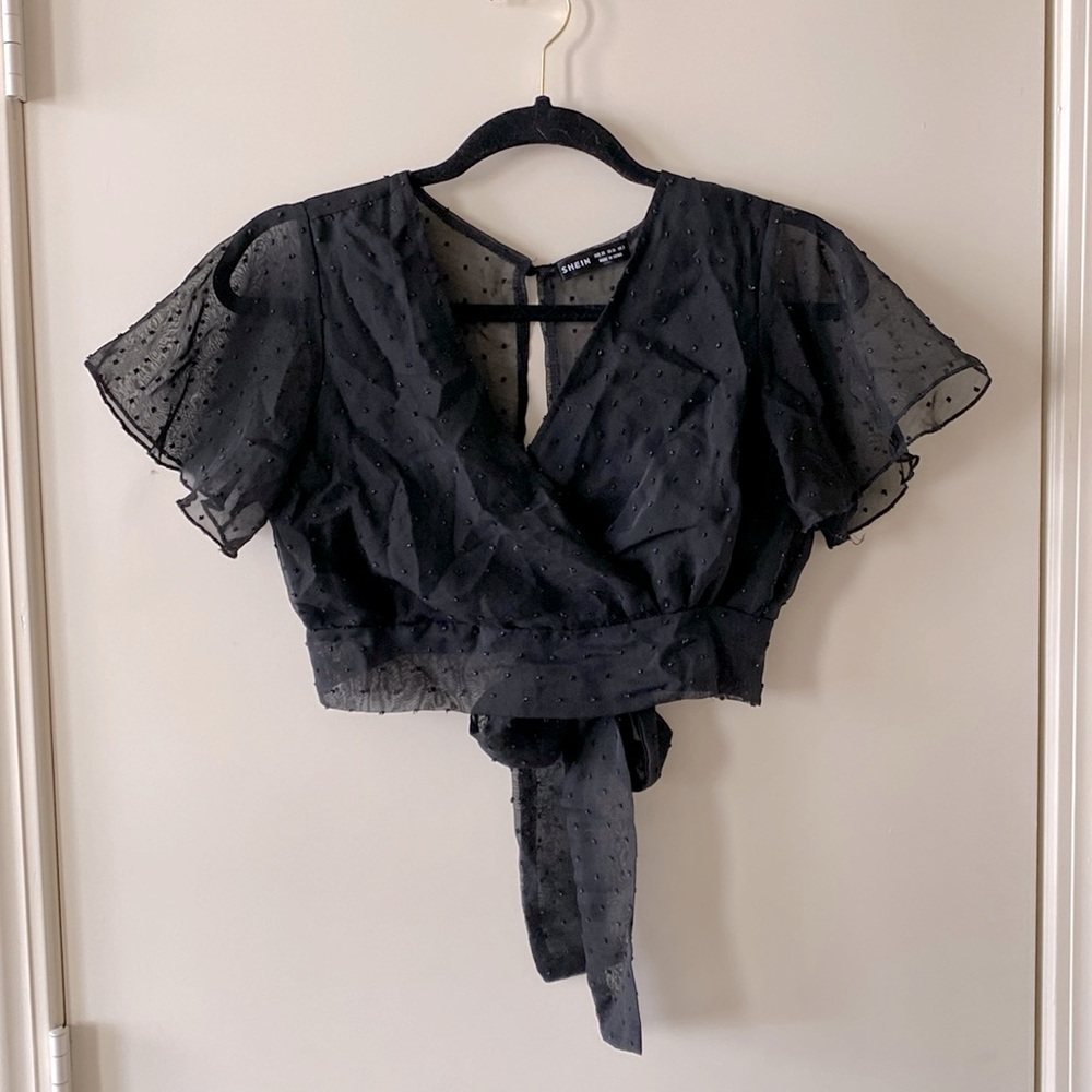 SHEIN cropped black blouse, size 2 or XS